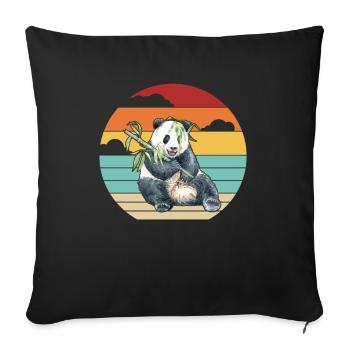 Retro Panda Bear Friend Ailuropoda Melanoleuca - Sofa pillowcase 17,3'' x 17,3'' (45 x 45 cm) - black - Front