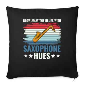 Blow Away the Blues with Saxophone Hues - Jazz - Sofa pillowcase 17,3'' x 17,3'' (45 x 45 cm) - black - Front