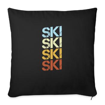 Ski Rétro - Housse de coussin décorative 45 x 45 cm - noir - Devant