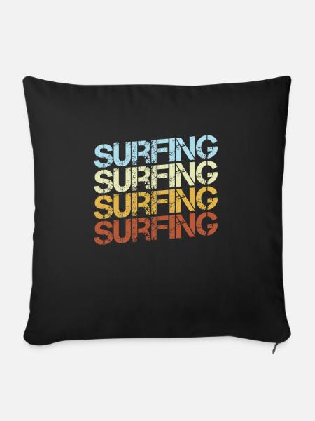 Surfen Retro - Sofakissenbezug 45 x 45 cm - Schwarz