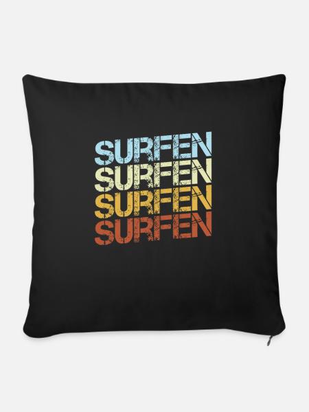 Surfen Retro - Sofakissenbezug 45 x 45 cm - Schwarz