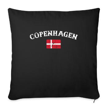 Copenhague Danemark Vintage Danish Flag Dane - Housse de coussin décorative 45 x 45 cm - noir - Devant