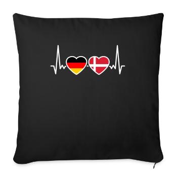 Denmark Germany Heartbeat Flag Dane - Sofa pillowcase 17,3'' x 17,3'' (45 x 45 cm) - black - Front