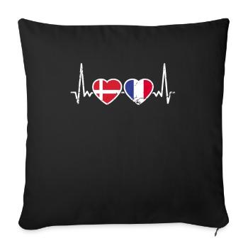 Danemark France Vintage Heartbeat Flag Dane - Housse de coussin décorative 45 x 45 cm - noir - Devant