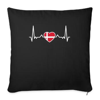 Danemark Heartbeat Drapeau danois Danois - Housse de coussin décorative 45 x 45 cm - noir - Devant