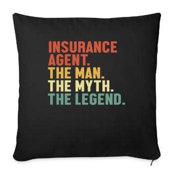Agent d’assurance Mythe Homme Légende Assurance vie - Housse de coussin décorative 45 x 45 cm - noir - Devant