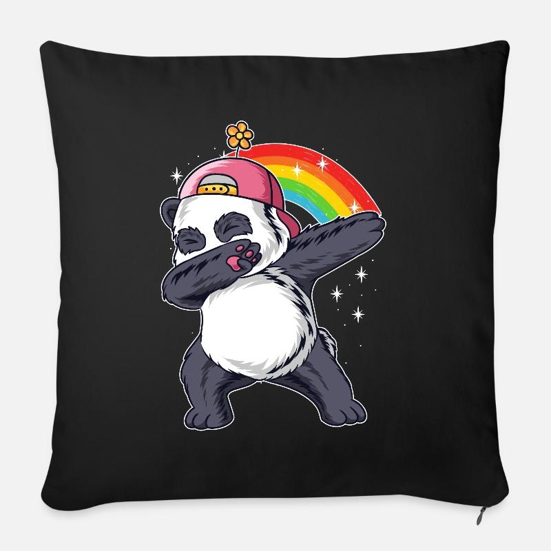 Dabbing Panda Panda Bär Freund Liebhaber Großer Panda - Sofakissenbezug 45 x 45 cm - Schwarz