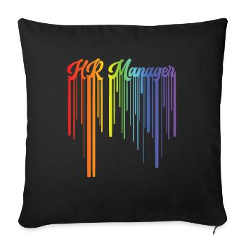 Retro HR Manager Rainbow Text - HR Management - Sofa pillowcase 17,3'' x 17,3'' (45 x 45 cm) - black - Front