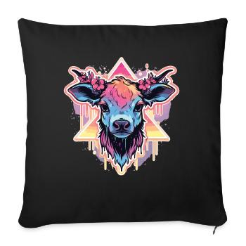 Vache Tête de vache Audacieuse Agriculture Veau - Housse de coussin décorative 45 x 45 cm - noir - Devant