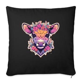 Vache Tête de vache Audacieuse Agriculture Veau - Housse de coussin décorative 45 x 45 cm - noir - Devant