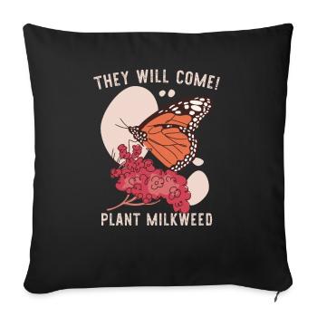 Plante Asclépiade | Monarque papillon - Housse de coussin décorative 45 x 45 cm - noir - Devant