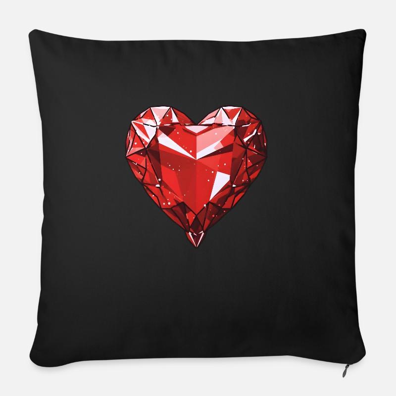 Diamant Herzform - Sofakissenbezug 45 x 45 cm - Schwarz