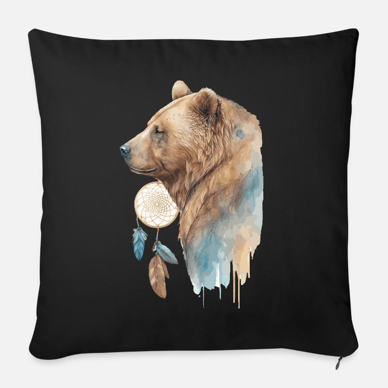 Bear Tribal Watercolor Bear Dream Catcher - Sofakissenbezug 45 x 45 cm - Schwarz