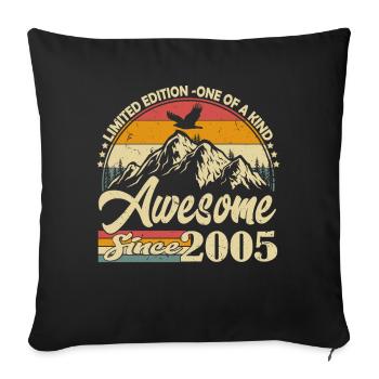 Jahrgang 2005 Vintage Retro Geburtstag - Sofakissenbezug 45 x 45 cm - Schwarz - Vorne