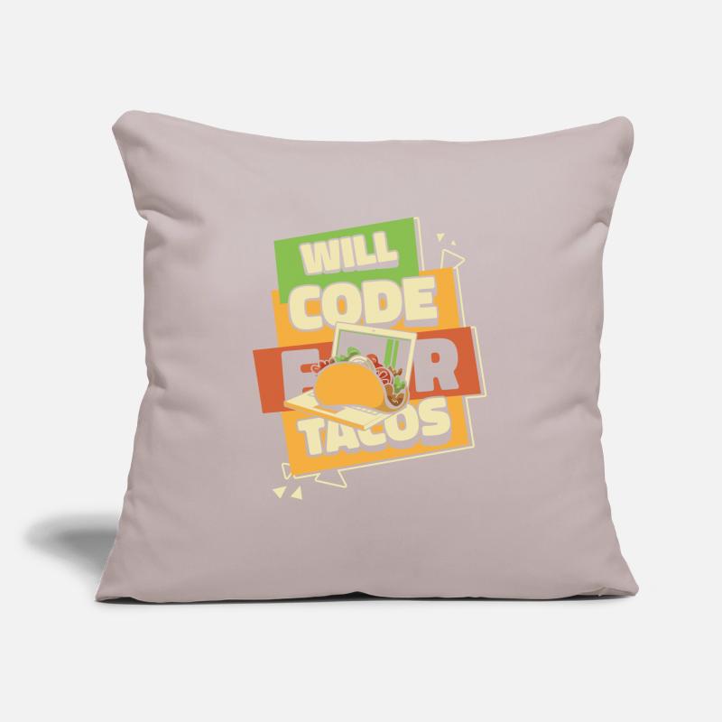 Will Code pour Tacos Développeur Codeur Programmeur Housse de coussin décorative 45 x 45 cm