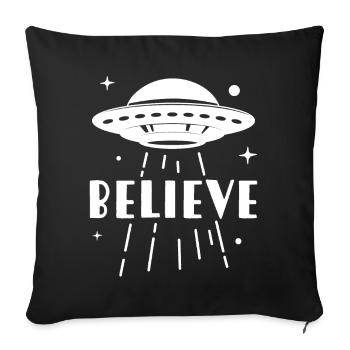Croyez OVNI - Housse de coussin décorative 45 x 45 cm - noir - Devant