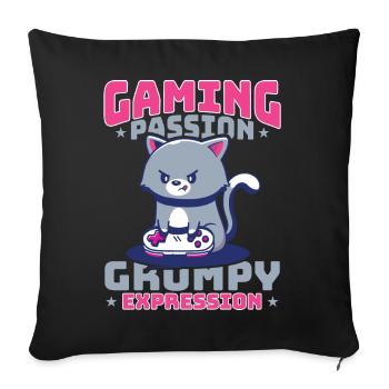 Jeux, Jeux d’argent, Jeux vidéo, Gamer - Housse de coussin décorative 45 x 45 cm - noir - Devant