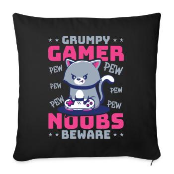 Jeux, Jeux d’argent, Jeux vidéo, Gamer - Housse de coussin décorative 45 x 45 cm - noir - Devant