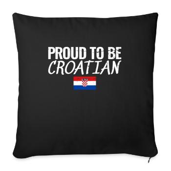 Proud To Be Croatian Vintage Croatia Flag - Sofa pillowcase 17,3'' x 17,3'' (45 x 45 cm) - black - Front