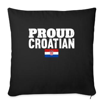 Proud Croatian Vintage Croatia Flag Croat - Sofa pillowcase 17,3'' x 17,3'' (45 x 45 cm) - black - Front