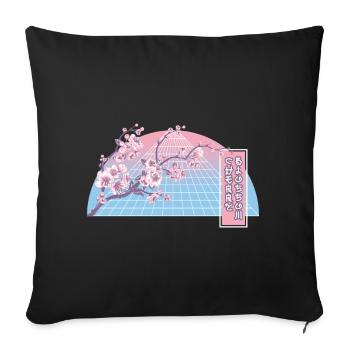 Cherry Blossom Kirschblüte Sakura Flower - Sofakissenbezug 45 x 45 cm - Schwarz - Vorne