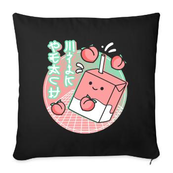 Kawaii Peach Drink 80s 90s Vaporwave Anime - Sofakissenbezug 45 x 45 cm - Schwarz - Vorne