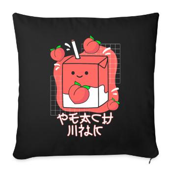 Kawaii Peach Drink 90s Anime - Sofakissenbezug 45 x 45 cm - Schwarz - Vorne