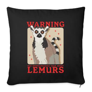 Lémurien à queue annelée cadeau - Housse de coussin décorative 45 x 45 cm - noir - Devant