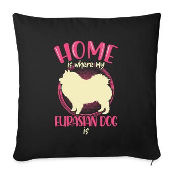 Eurasier is my home Eurasian Spitz - Sofa pillowcase 17,3'' x 17,3'' (45 x 45 cm) - black - Front