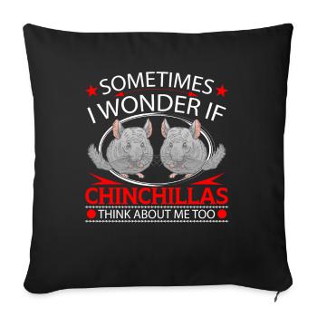 Chinchilla denkt an mich Nagetier Wollmaus - Sofakissenbezug 45 x 45 cm - Schwarz - Vorne