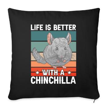 La vie avec la souris laineuse rongeur chinchilla - Housse de coussin décorative 45 x 45 cm - noir - Devant