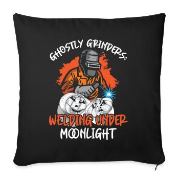 Ghostly grinders: welding in the moonlight - Sofa pillowcase 17,3'' x 17,3'' (45 x 45 cm) - black - Front