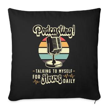 Podcasting Talking To Myself For Retro Microphone - Housse de coussin décorative 45 x 45 cm - noir - Devant