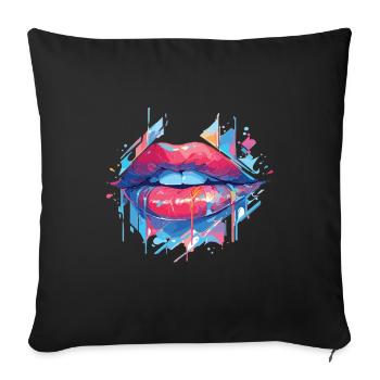 Lips Kiss Mouth Kiss Mouth Red Lips - Sofa pillowcase 17,3'' x 17,3'' (45 x 45 cm) - black - Front