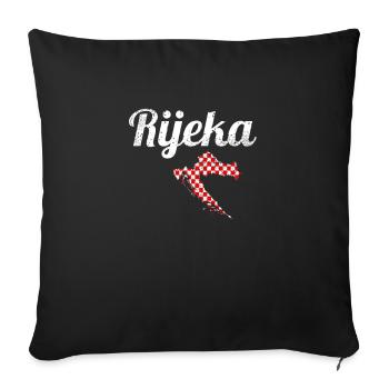 Rijeka Vintage Map Croatia Flag Croatian - Sofa pillowcase 17,3'' x 17,3'' (45 x 45 cm) - black - Front