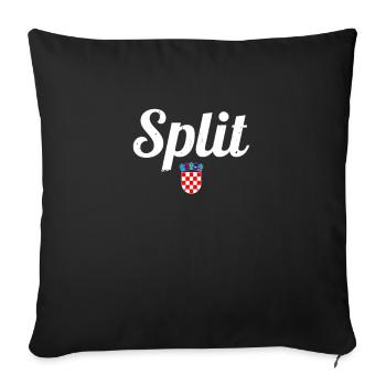Split Vintage Coat of Arms Croatia Croatian Flag - Sofa pillowcase 17,3'' x 17,3'' (45 x 45 cm) - black - Front