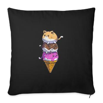 Ice cream - Sofa pillowcase 17,3'' x 17,3'' (45 x 45 cm) - black - Front
