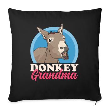 Esel Oma | Eselbesitzerin Eselliebhaber Geschenk - Sofakissenbezug 45 x 45 cm - Schwarz - Vorne