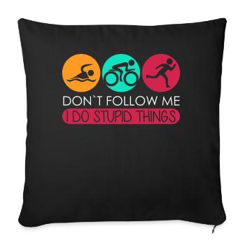 Triathlon Triathlètes Drôles Triathlète - Housse de coussin décorative 45 x 45 cm - noir - Devant