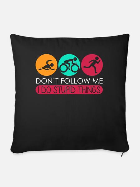 Triathlon lustig Triathleten Triathlet - Sofakissenbezug 45 x 45 cm - Schwarz