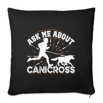 Chien de course Canicross Design - Housse de coussin décorative 45 x 45 cm - noir - Devant