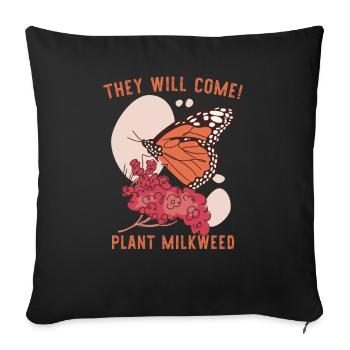 T-shirt papillon monarque asclépiade - Housse de coussin décorative 45 x 45 cm - noir - Devant