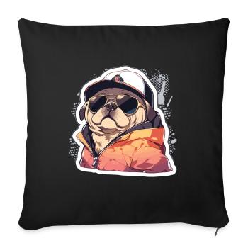 Pug Pug Dog Pug Sunglasses Pug Gift - Sofa pillowcase 17,3'' x 17,3'' (45 x 45 cm) - black - Front
