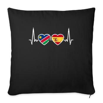 Namibia Spain Vintage Heartbeat Flag Namibian - Sofa pillowcase 17,3'' x 17,3'' (45 x 45 cm) - black - Front