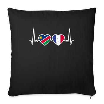 Namibia France Vintage Heartbeat Flag - Sofa pillowcase 17,3'' x 17,3'' (45 x 45 cm) - black - Front