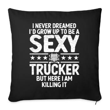 LKW Fahrer Trucker Lastwagen - Sofakissenbezug 45 x 45 cm - Schwarz - Vorne