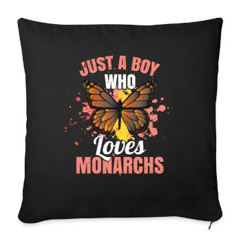 Juste un garçon qui aime le papillon monarque - Housse de coussin décorative 45 x 45 cm - noir - Devant