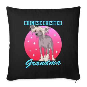 Chinese Crested Granny | Chinese Crested Dog - Sofa pillowcase 17,3'' x 17,3'' (45 x 45 cm) - black - Front