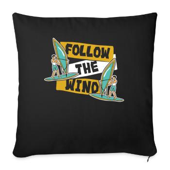 Follow The Wind Water Sports Surfers Surfers - Sofa pillowcase 17,3'' x 17,3'' (45 x 45 cm) - black - Front