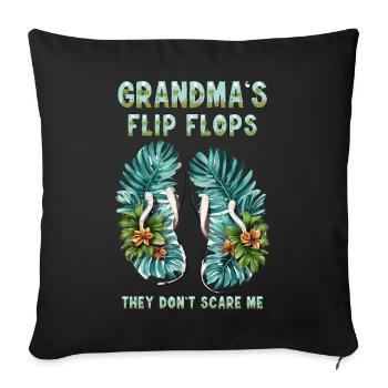 Drôles de tongs de grand-mère, elles ne me font pas peur - Housse de coussin décorative 45 x 45 cm - noir - Devant